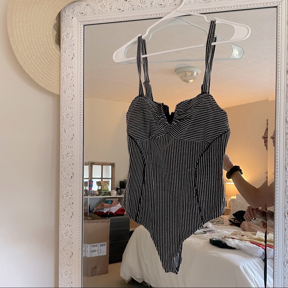 Lulu’s Grey & White Striped Onesie